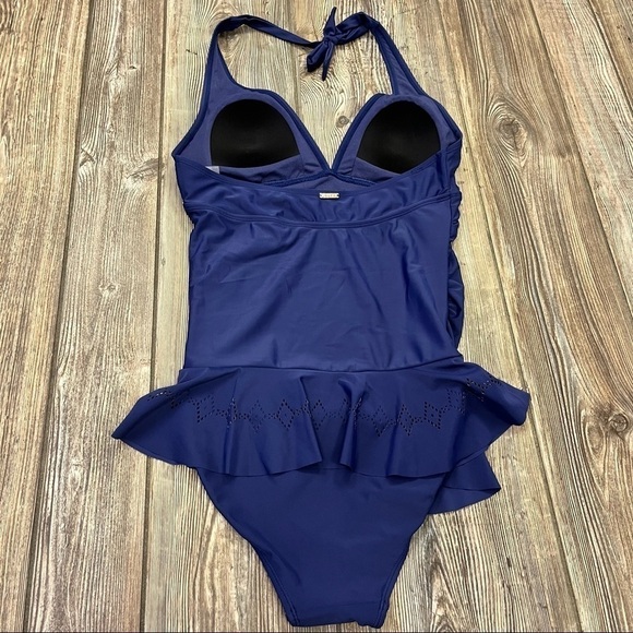 NICOLE Miller Blue Halter Swim Dress Small NWT One Piece Swimsuit - Picture 11 of 11